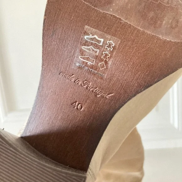 NIB Free People Elle Block Heel Beige Leather Boots Sz 40 - Picture 11 of 11